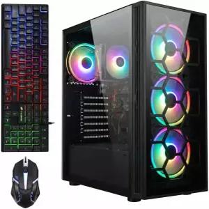 STGAubron RGB 데스크톱 PC 컴퓨터 AMD Ryzen 5 3400G 최대 4.2GHz 16G DDR4 512G SSD WiFi 6 및 BT 5.2 팬