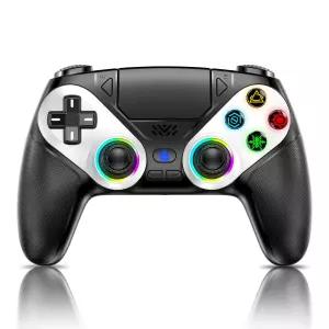 PS5용 Gamrombo LED 무선 컨트롤러 Pro/Slim/PC 듀얼 진동 매크로/터보 기능 3.5mm 오디오 잭 스피커 포함