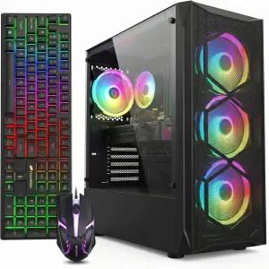 STGAubron 게이밍 PC 데스크탑 컴퓨터 인텔 코어 i7 최대 3.9GHz 라데온 RX 580 8G 16G RAM 512G SSD WiFi
