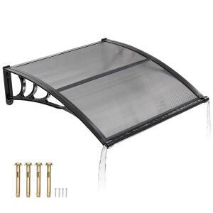 문 입구용 VEVOR 차양, 배수 및 ABS 브래킷이 있는 38인치 x 40인치 창문 차양 캐노피 외부, 태양, 자외선, 비, 눈 보호용 파티오 스모키 그레이