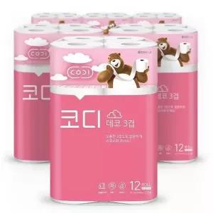 코디 3겹 데코 화장지 27m 12롤 6팩