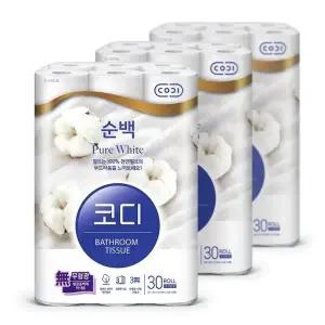 코디 순백 화장지 25m 30롤 3팩