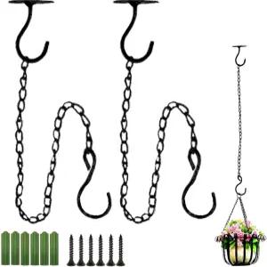 TIHOOD 2PCS 벽걸이 천장 후크 금속 식물 브래킷 철제 랜턴 걸이 새 모이통 풍향계 화분 야외 장식 블랙