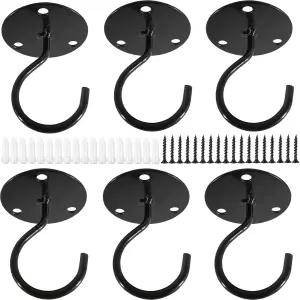 식물 걸이용 ROYHO 6PCS 천장 고리 - 금속 브래킷 철제 벽걸이 랜턴 걸이 새 모이통 풍향계 화분 야외 장식