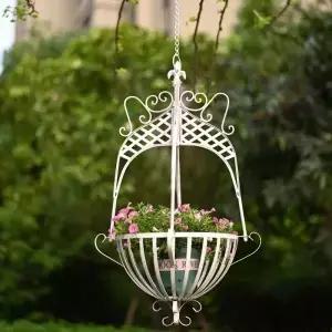 단철 걸이 바구니 화분 선반 식물 지지대 야외 정원 녹색 담쟁이 장미 보관 마당 장식