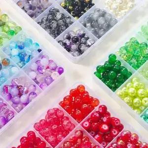 24칸 915BSQ54 비즈세트 유리구슬 혼합구슬 8mm 480pcs 크렉무늬 크리스탈 비즈공예 비즈용품