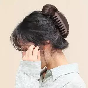 [MEK74L7866]웨이브 베이직 올림머리 집게핀 코코아
