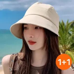 탑스코리아 1+1 여성 소두핏 밴딩 버킷햇 챙넓은 모자 햇빛가리개 썬캡