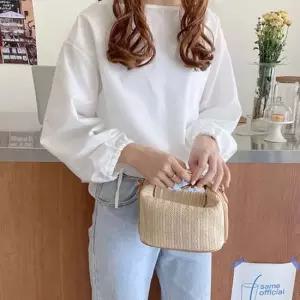 여성 깜찍하고 귀여운 여름 라탄 미니 숄더 크로스백 백팩