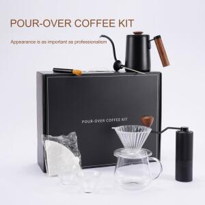 POUR OVER 커피 메이커 세트 상자 포트 선물 필터 연마기 드립 가정용 유리 핸드