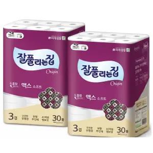 잘풀리는집 맥스3겹 소프트 화장지 30M x 30롤 x 2팩