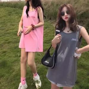 큐티 여성 캐주얼 오버핏 긴 롱 민소매 나시티셔츠