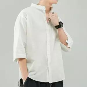 차이나카라 7부 린넨셔츠 베이직 남방 여름코디 패션