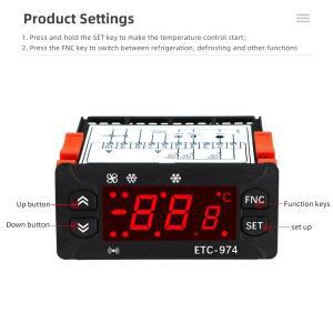 ETC-974 온도 컨트롤러 냉장고 해동 가열 제어 조절기(듀얼 NTC 센서 220V 포함)