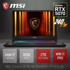 ⓒ MSI 소드 GF76 HX B14WGK-i7 QHD 에어 16GB 2TB WIN11 / 17.3인치 편집 캐드 고성능 AI 게임 노트북