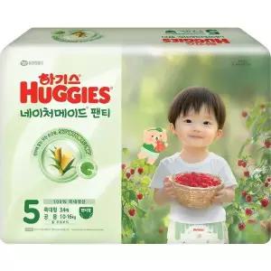 하기스 네이처메이드 팬티 기저귀 공용 5단계 특대형 34매 1팩 GST MNS