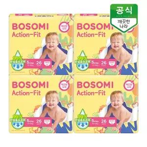 [N]보솜이 액션핏 팬티 기저귀 공용 특대형 26개입 x 4팩