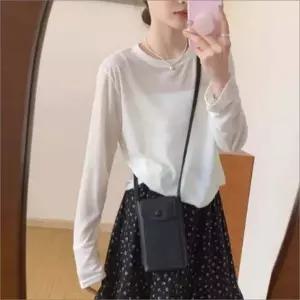 3컬러 비치는 라운드넥 얇은 이너티 티셔츠 시스루 긴팔 여자