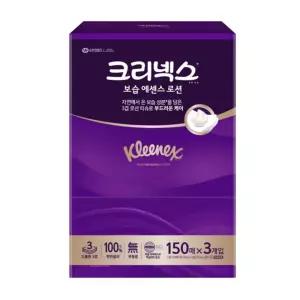 유한킴벌리 크리넥스 보습 에센스 로션 티슈 150매 3개입 x 1팩