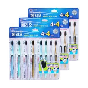 엘지 페리오 슬림클리닉 칫솔 온가족용 흑진주모 8입 3개