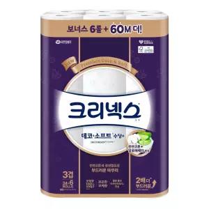 크리넥스 데코앤소프트 수딩플러스 3겹 27m (24+6)롤 1팩