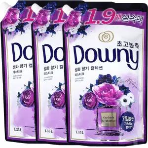 다우니 초고농축 생화 향기 컬렉션 미스티크 리필 1.35L 3개
