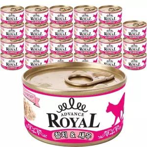 어드밴스 로얄 캔 85g 24개입 참치+새우 고양이 간식