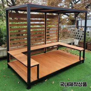제이우드 철재 원두막 파고라형 테라스 옥상 정원 직원 휴식 마당 인테리어 흡연 부스 넥산 그늘막 원목데크형 휴게쉼터