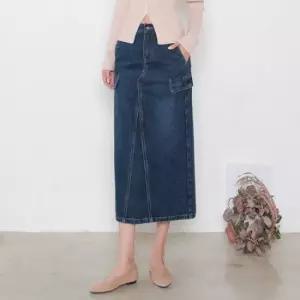 [헤이올리]날씬핏/ 삼각절개 카고데님스커트 SH3012