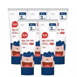비앤비 에코 키즈 치약 딸기맛(4세이상) 80g x 5개