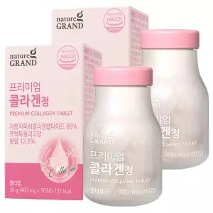 프리미엄 콜라겐정 90정 2통 6개월분 저분자 피쉬 콜라겐 펩타이드 부원료 프락토올리고당 분말 히알루론산 혼합제제 함유