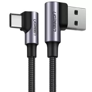 유그린 USB2.0 AM-CM 양쪽 90도 꺾임 고속충전 케이블 0.5m U-20855 A to C타입 ㄱ자 꺽임형 패브릭 데이터