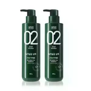 1+1 아모스 녹차실감 샴푸액 지성(산뜻한 타입) 500g (무료배송)