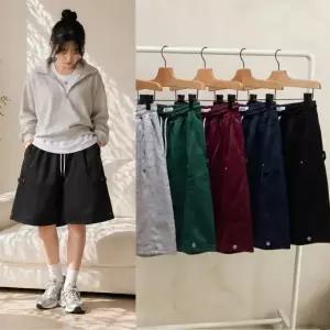 다올샵 여자 버뮤다 반바지 팬츠 스냅 단추 여름바지 밴딩 벌룬 와이드 트레이닝 6부반바지