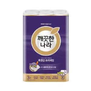 [셀러허브]깨끗한나라 촉감앤케어 와이드 화장지 30m 30롤 1팩 (S38561634)