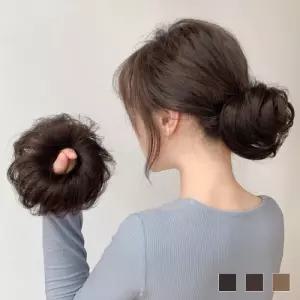 갈색 곱슬 머리 올림머리가발 곱창밴드 고데기 니트 헤어밴드 헤어악세사리 만두