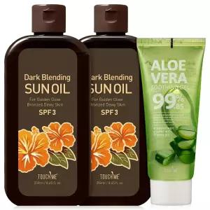 터치미 다크 블렌딩 태닝오일 250ml 2개 + 알로에 수딩젤 100ml 1개
