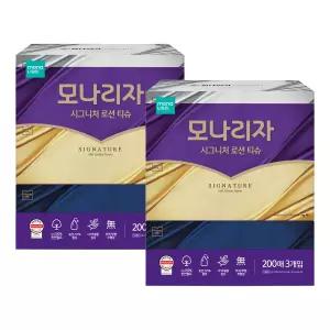 모나리자 시그니처 로션 티슈 200매x3입 x 2팩 미용 각티슈 화장지 휴지