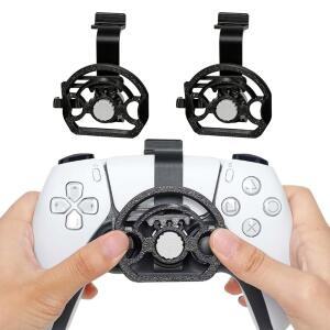 Xhiver Ps-5 Controller Mini Steering Wheel Accessories,Black Grip Secure Racing Accessory PS-5 Install Design,Easy DualSense,Enhanced for 2 Pack Control,Stable & Attachment