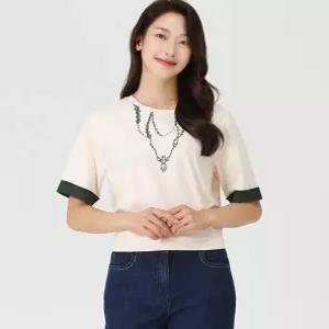 [피에이티]5부 우븐배색 티셔츠 1K65301