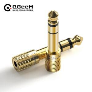 QGEEM 잭 6 5 35MM AUX 3 5MM 변환기 커넥터 헤드폰 마이크 오디오 콘센트3 수 암 어댑터