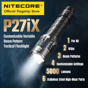 NITECORE P27iX 5000 루멘 전술 손전등 맞춤형 가변 빔 패턴 리튬 이온 배터리가 포함된 군용 USB-C 트로크