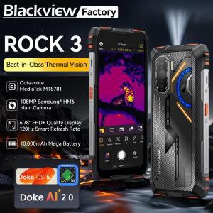 블랙뷰 ROCK 3 러기드폰, 6.78인치 2.4K 디스플레이, 열화상 카메라, 24GB(8+16)+256GB, 10000mAh 배터리,