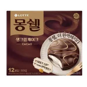파이 롯데 몽쉘 통통 생크림케이크 카카오 408g 2각