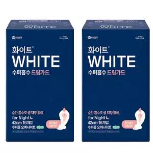 화이트 수퍼흡수 드림가드 오버나이트 수퍼롱 16개입 2팩 (총32개)