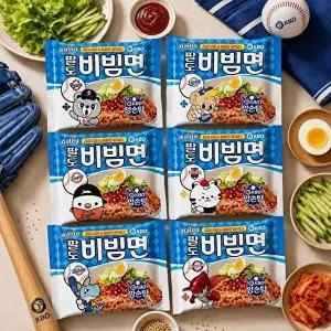 [팔도]팔도 KBO 팔도 비빔면 양손팀 40개입 (5개입번들 x 8개) / 봉지라면