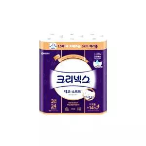 크리넥스 천연펄프 3겹 데코앤소프트, 37m, 24롤, 1개