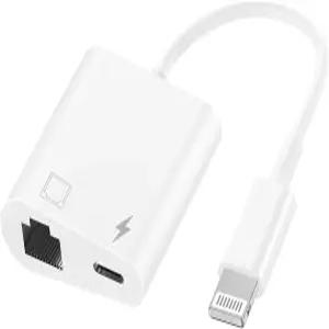 MFi 인증 2 in 1 라이트닝에서 RJ45 이더넷 LAN 네트워크 어댑터 iPod 모델과 호환되는 충전 포트 100Mbps
