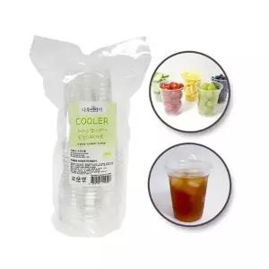 국산 투명 PET 아이스컵 14온스 돔형 뚜껑 세트 20개입 410ml 플라스틱컵 커피 일회용 카페