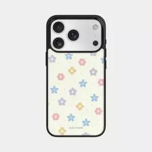 메이드모먼 flower gingham 디자인 블랙 맥세이프 범퍼케이스